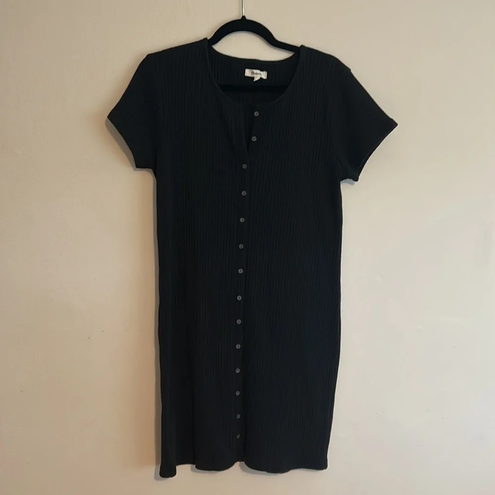 Button-Front Ribbed Mini Dress - Picture 3 of 4